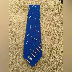 Surrey Tee Time Golf Tie | Made in USA Silk Necktie Golf Tees Novelty Print Blue